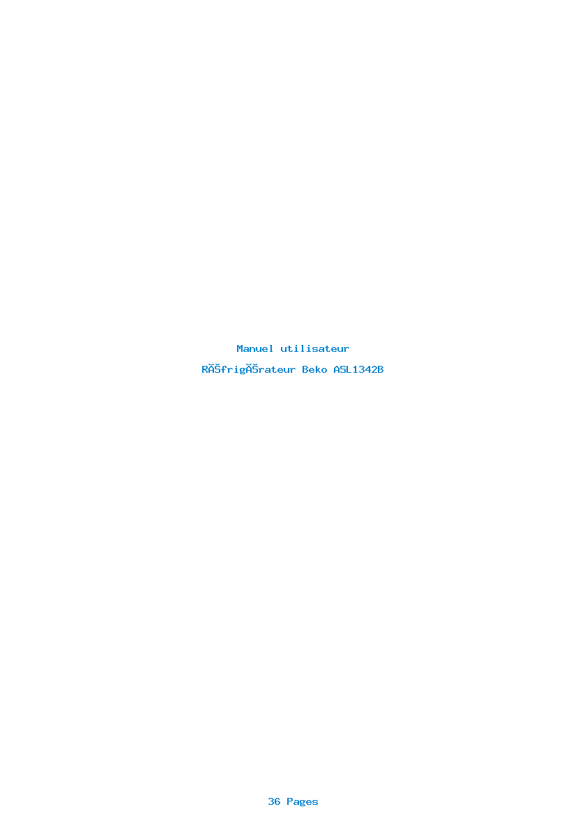 Page 1 de la notice Manuel utilisateur Beko ASL1342B
