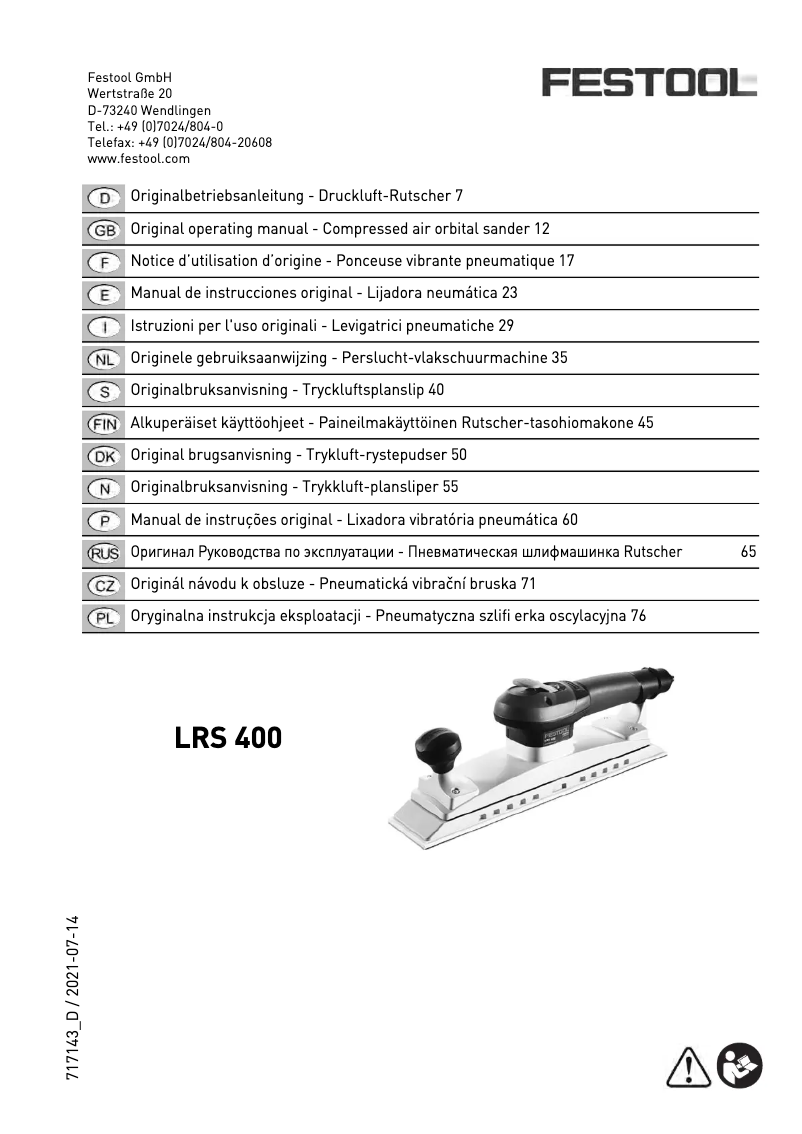 Page 1 de la notice Manuel utilisateur Festool LRS 400