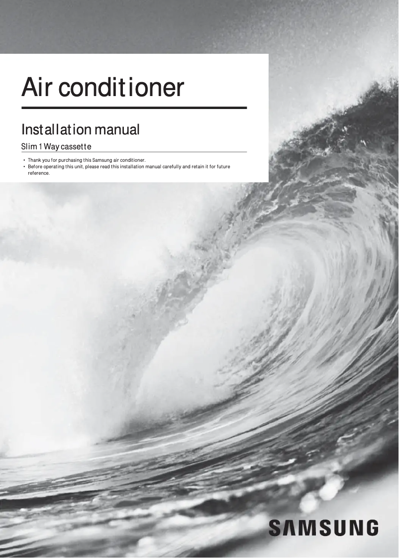 Page 1 of the manual Installation Guide Samsung AM009FN1DCH