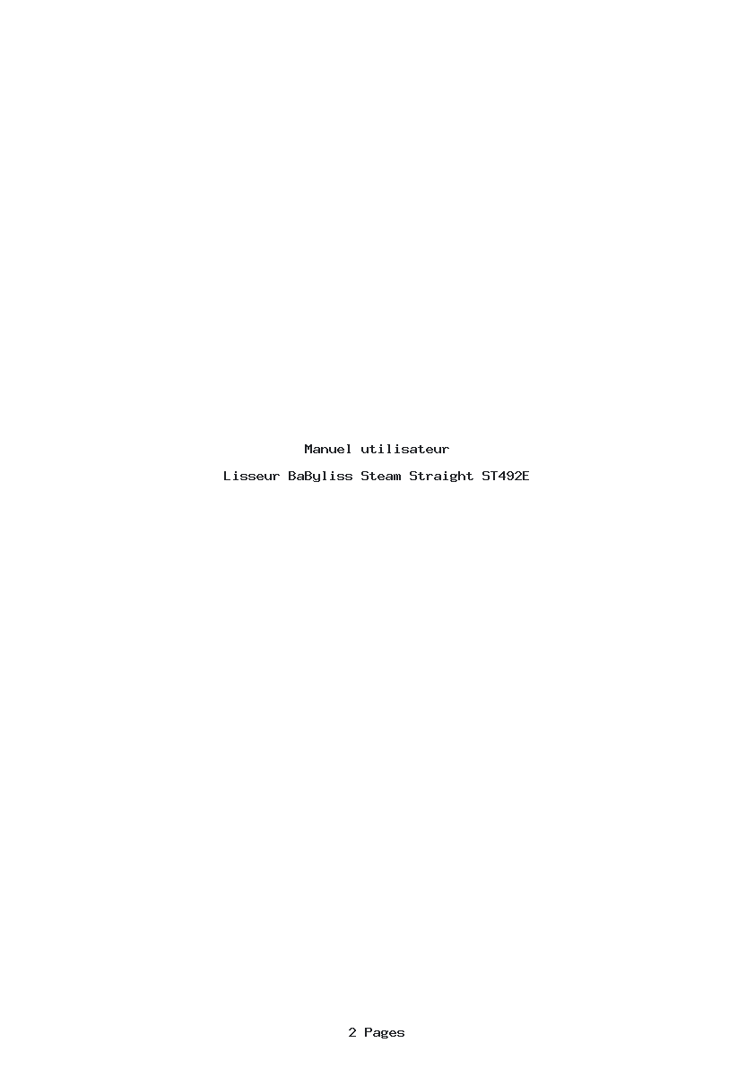 Page 1 de la notice Manuel utilisateur BaByliss Steam Straight ST492E