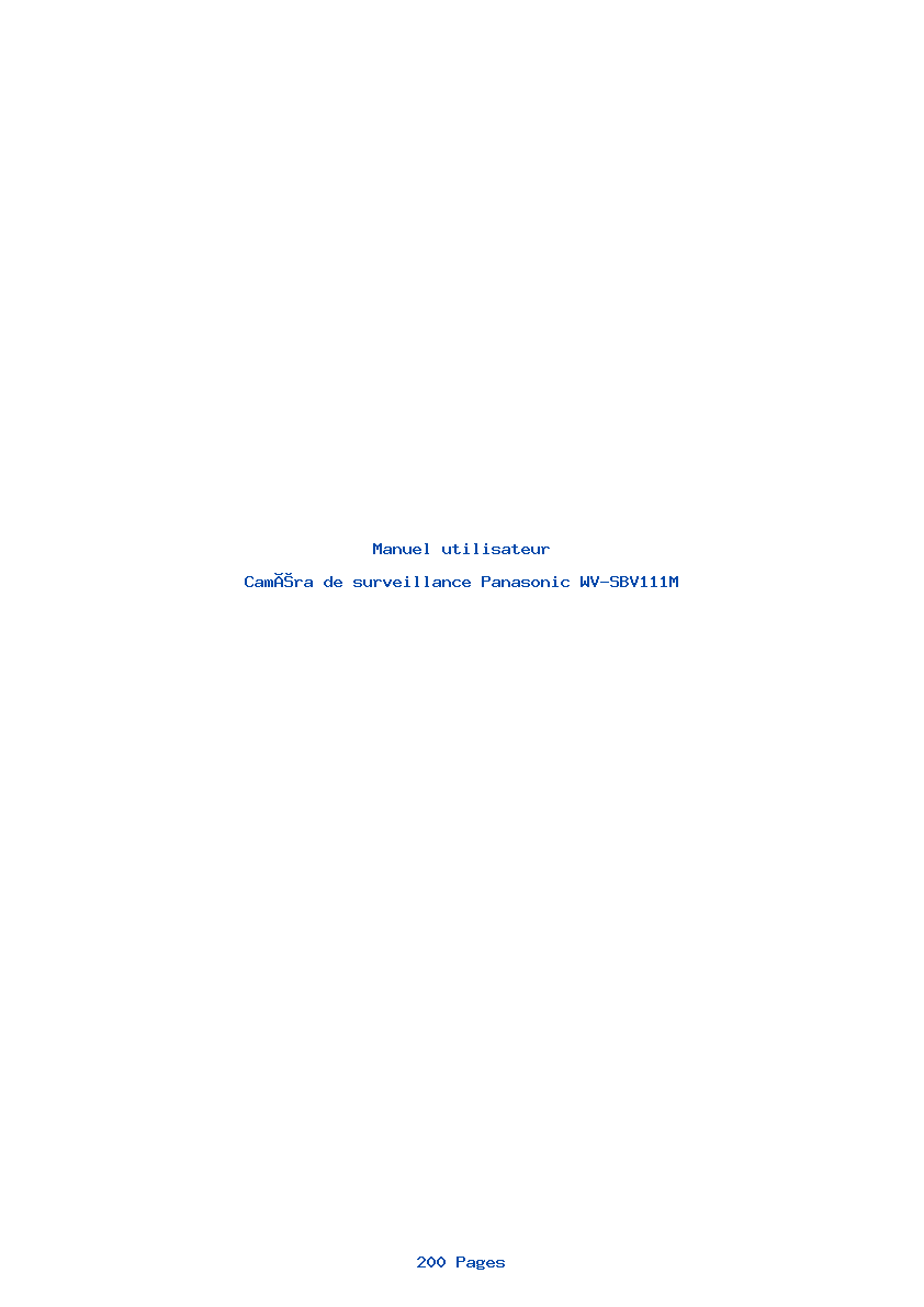Page 1 de la notice Manuel utilisateur Panasonic WV-SBV111M