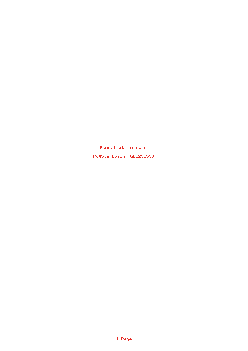 Page 1 de la notice Manuel utilisateur Bosch HGD625255Q