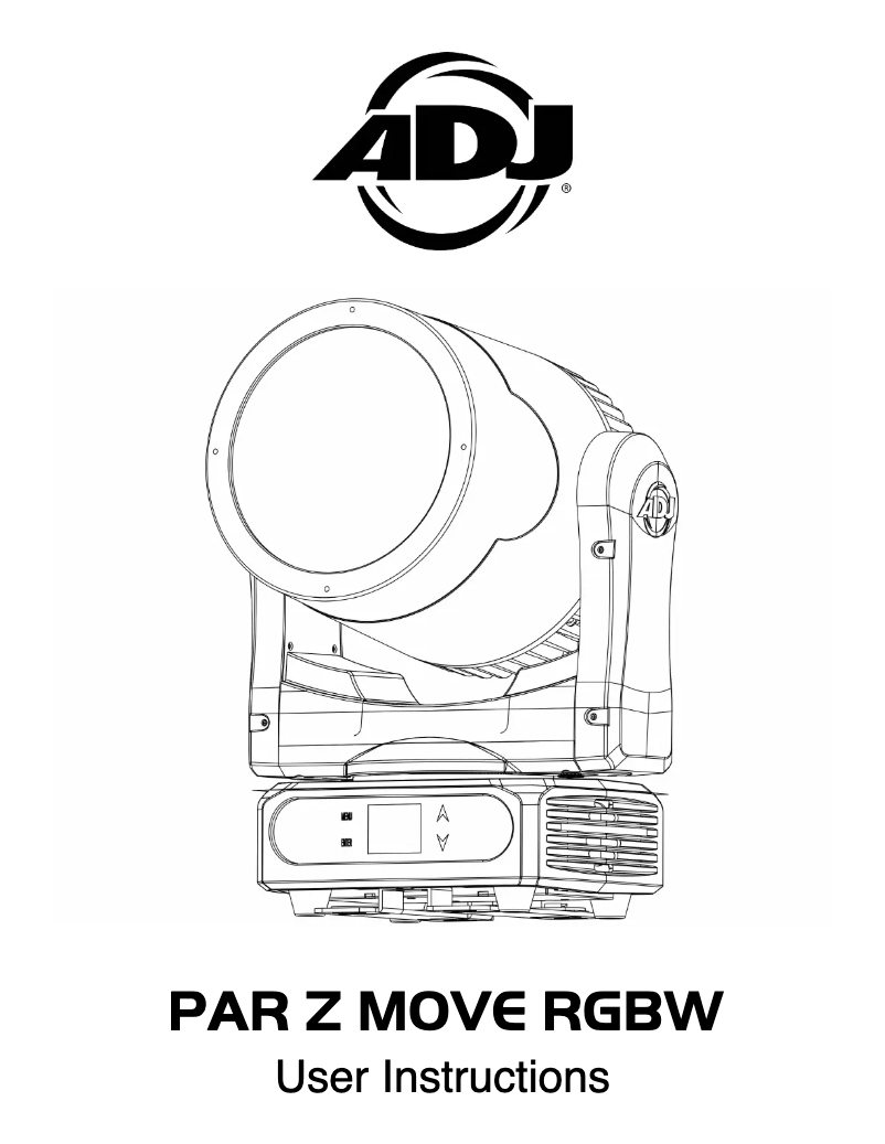 Page 1 de la notice Manuel utilisateur Adj Par Z Move RGBW