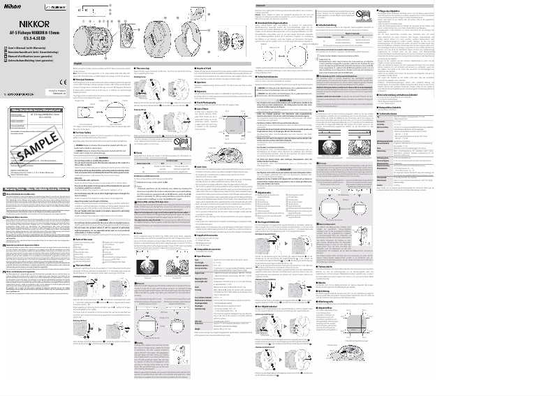 Page 1 de la notice Manuel utilisateur Nikon Nikkor AF-S Fisheye 8-15mm f/3.5-4.5E ED
