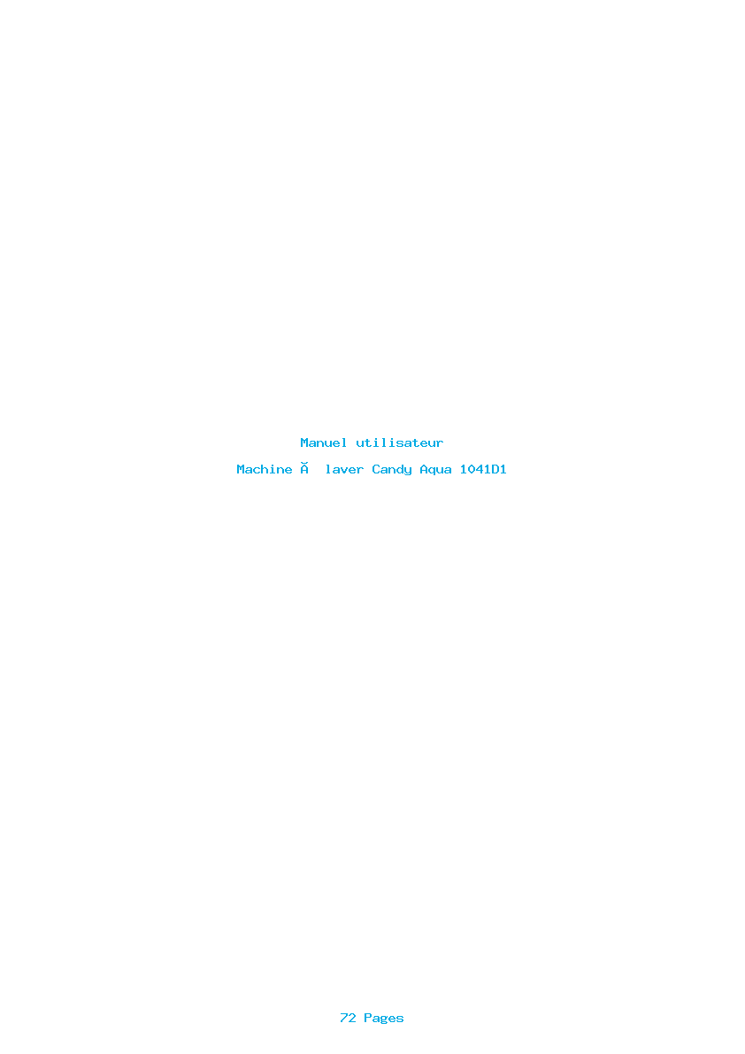 Page 1 de la notice Manuel utilisateur Candy Aqua 1041D1