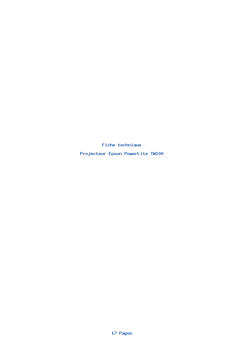 Image de la première page du manuel de l'appareil PowerLite TW100