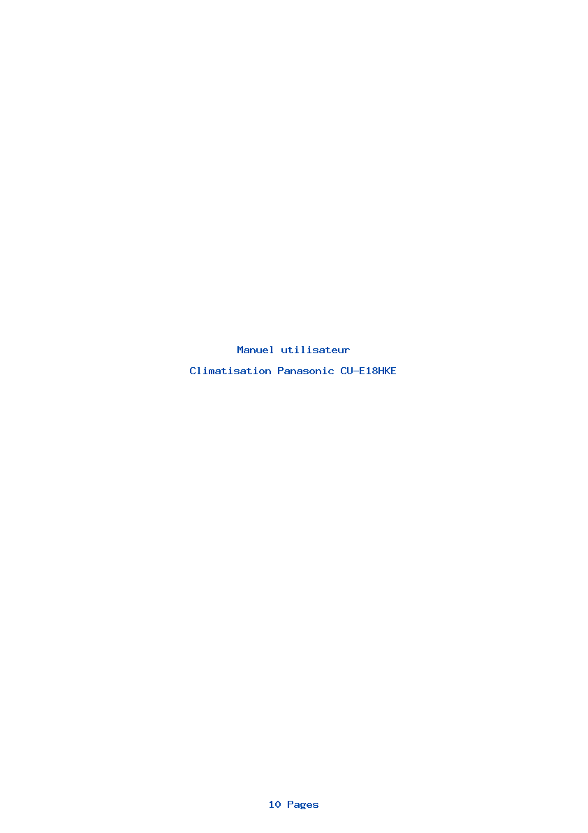 Page 1 de la notice Manuel utilisateur Panasonic CU-E18HKE