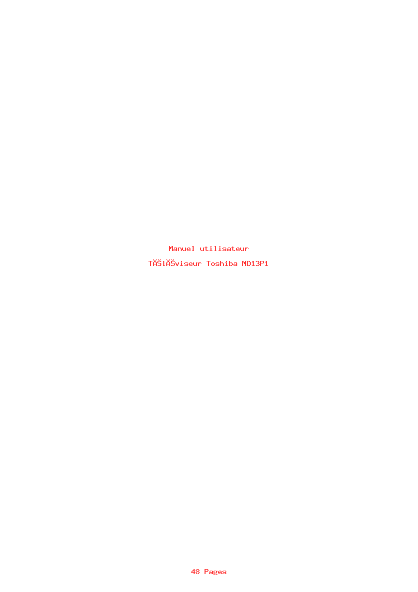 Page 1 de la notice Manuel utilisateur Toshiba MD13P1