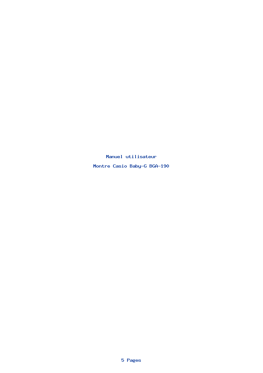 Page 1 de la notice Manuel utilisateur Casio Baby-G BGA-190