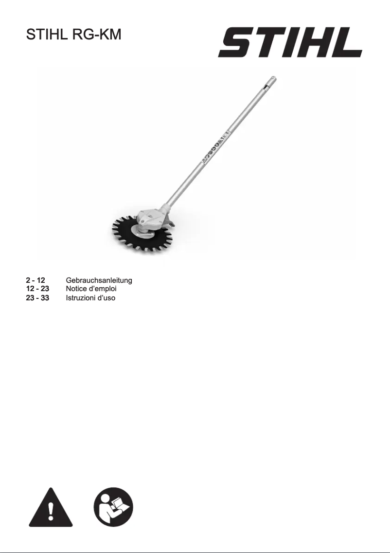 Page 1 de la notice Manuel utilisateur Stihl RG-KM