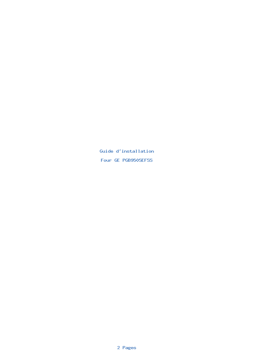 Page 1 de la notice Guide d'installation GE PGB950SEFSS