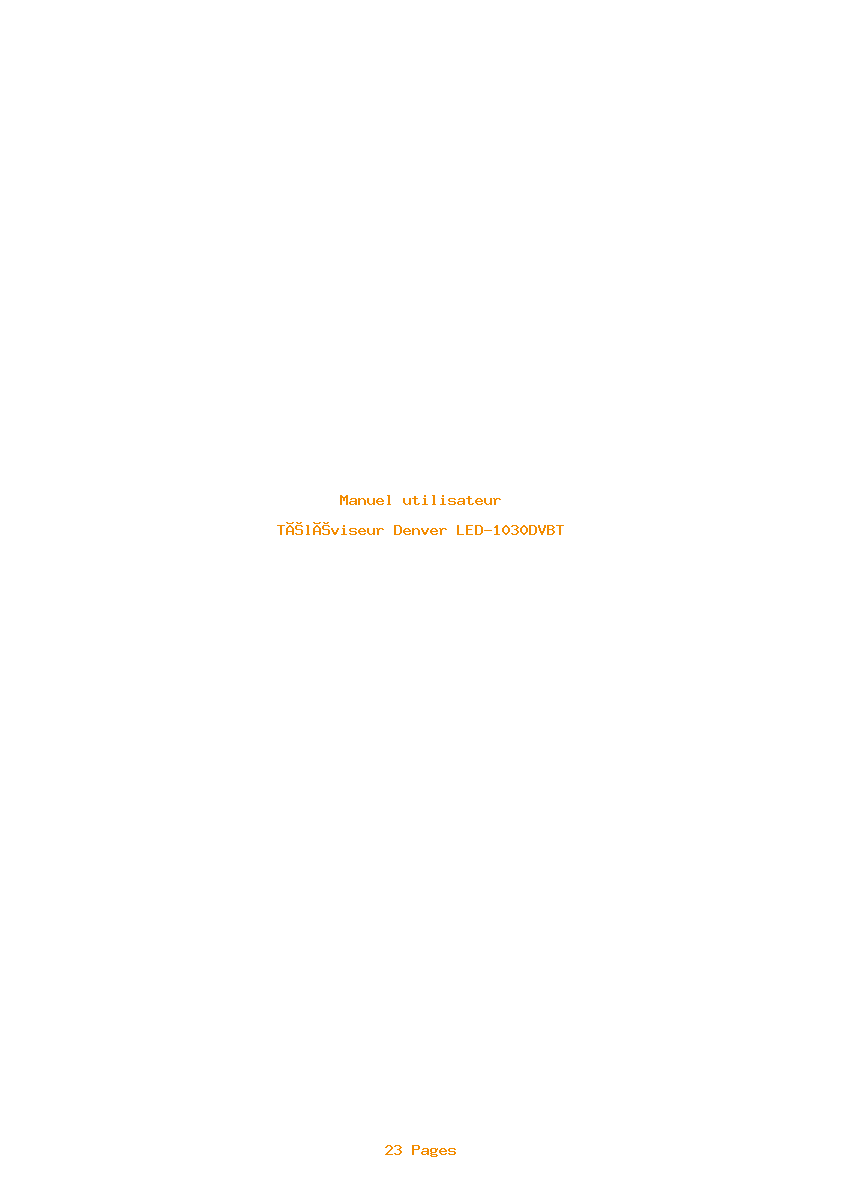 Page 1 de la notice Manuel utilisateur Denver LED-1030DVBT