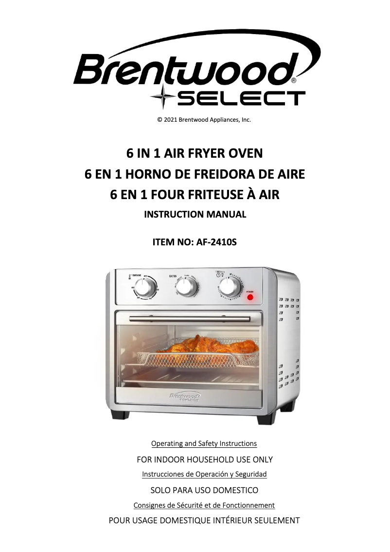 Page 1 de la notice Manuel utilisateur Brentwood AF-2410S