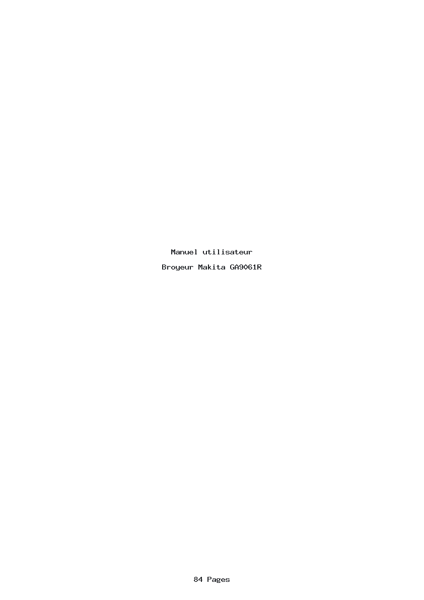 Page 1 de la notice Manuel utilisateur Makita GA9061R