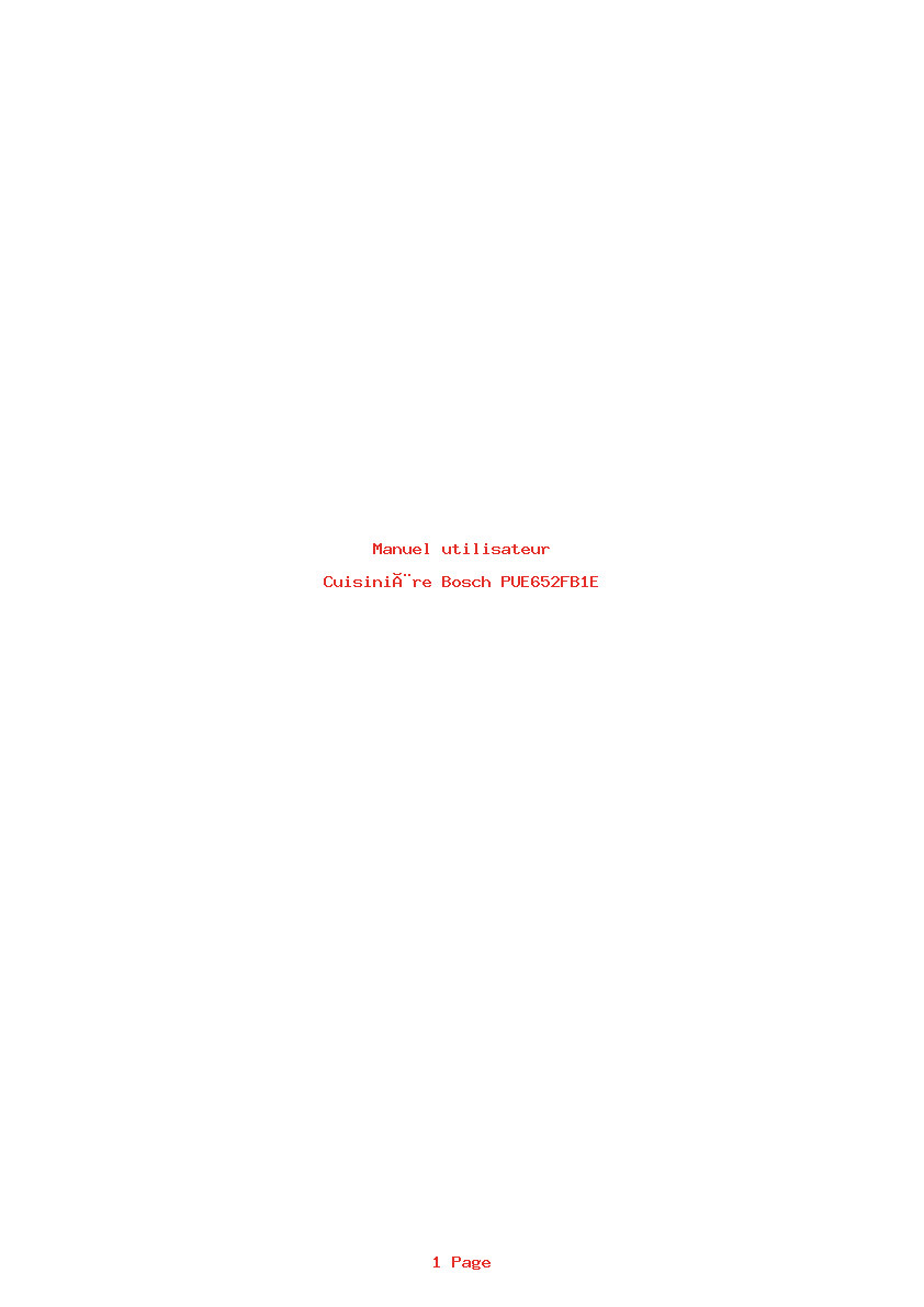 Page 1 de la notice Manuel utilisateur Bosch PUE652FB1E