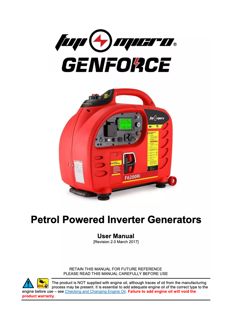 Page 1 de la notice Manuel utilisateur Fuji Micro Genforce F6200RI