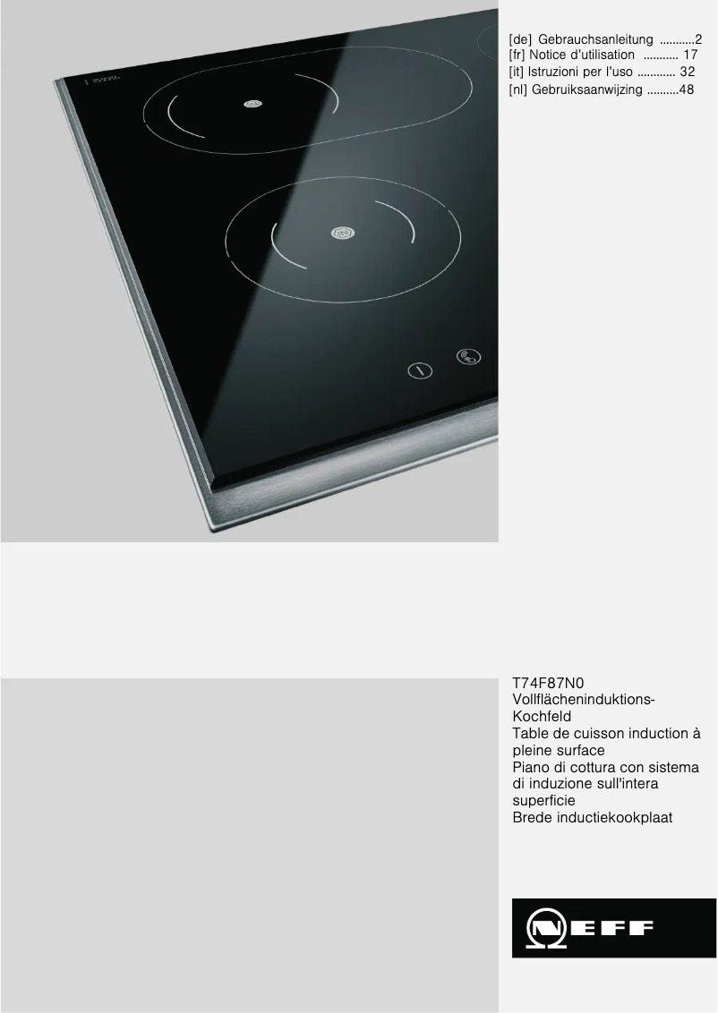 Page 1 of the manual User Manual Neff TF 7487 N GK