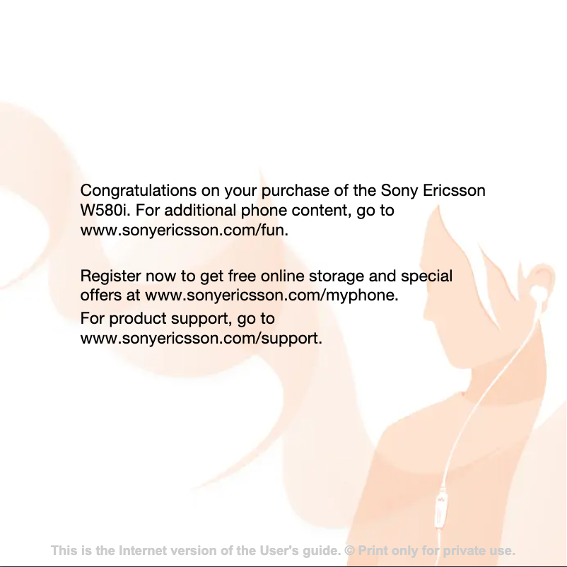 Page 1 de la notice Manuel utilisateur Sony Ericsson W580i