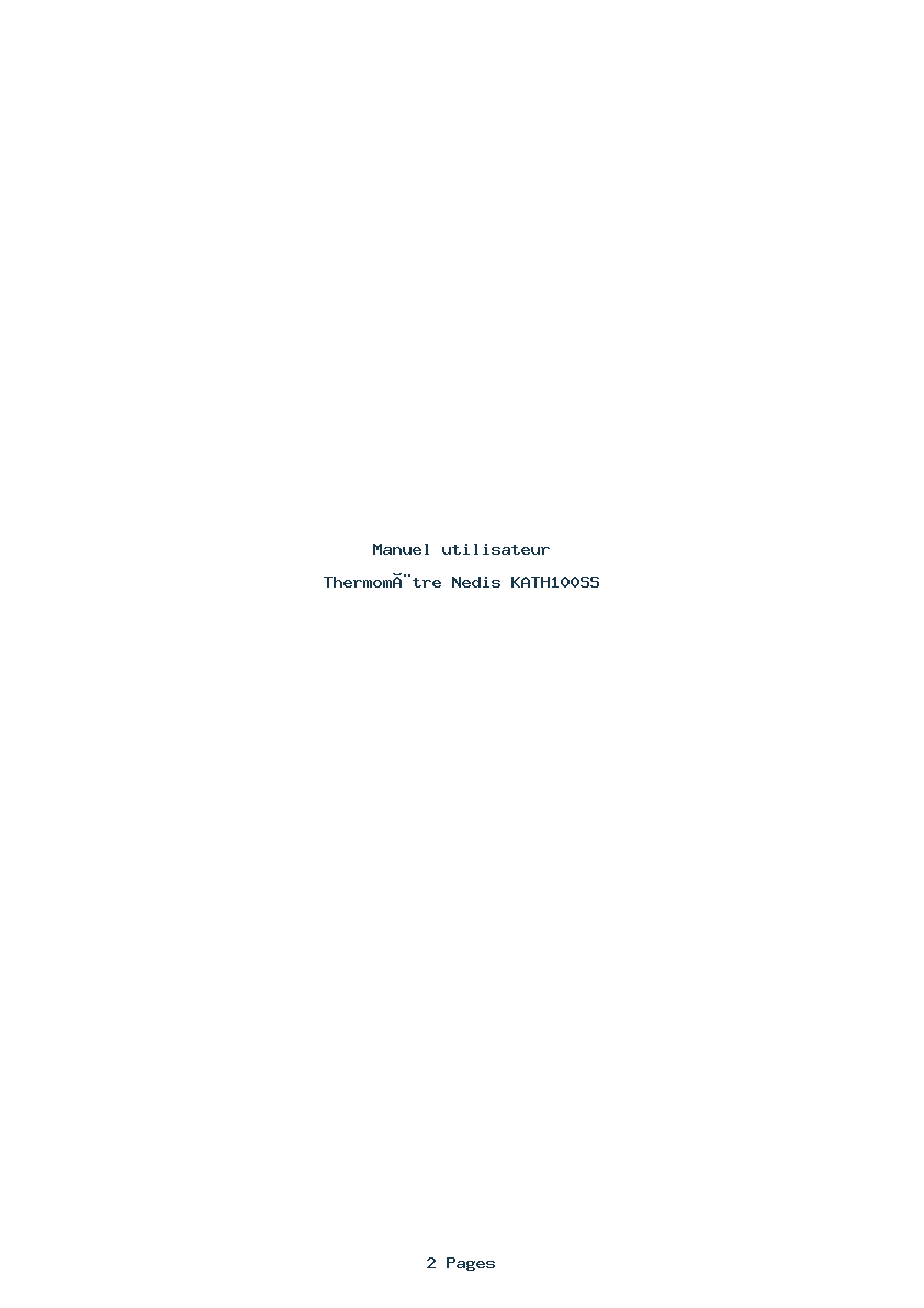Page 1 de la notice Manuel utilisateur Nedis KATH100SS