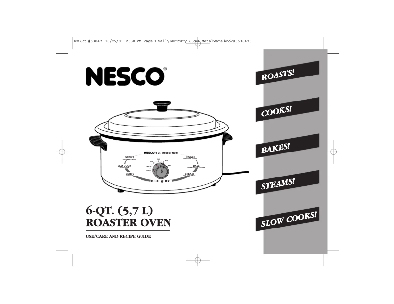Page 1 de la notice Manuel utilisateur Nesco Roaster Oven 4816-47