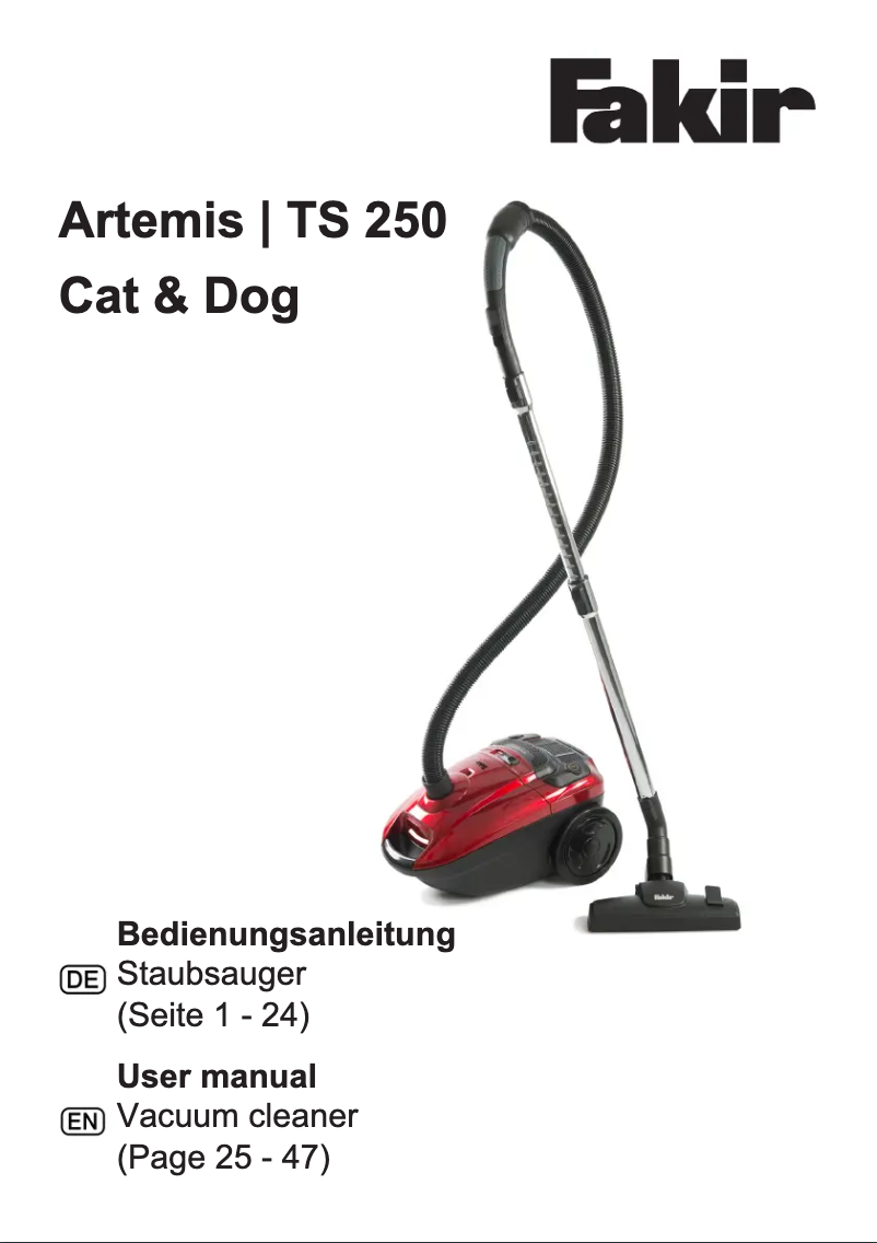 Page 1 de la notice Manuel utilisateur Fakir Artemis TS 150