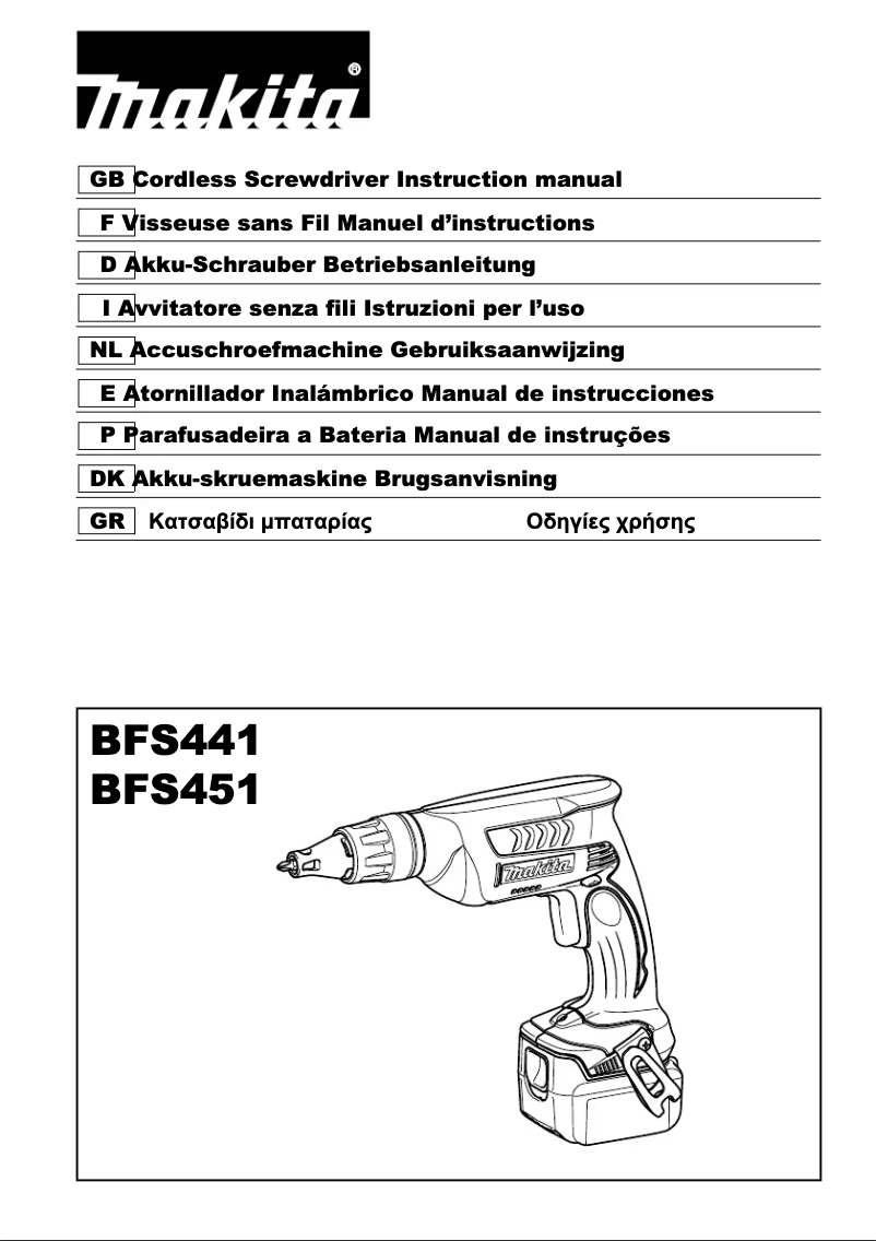 Page 1 of the manual User Manual Makita BFS451Z
