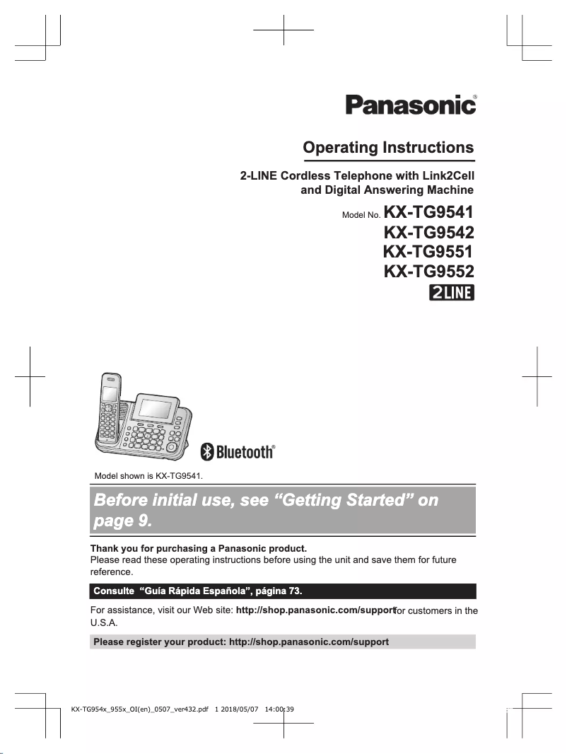 Página 1 del manual Manual de usuario Panasonic KX-TG9552B