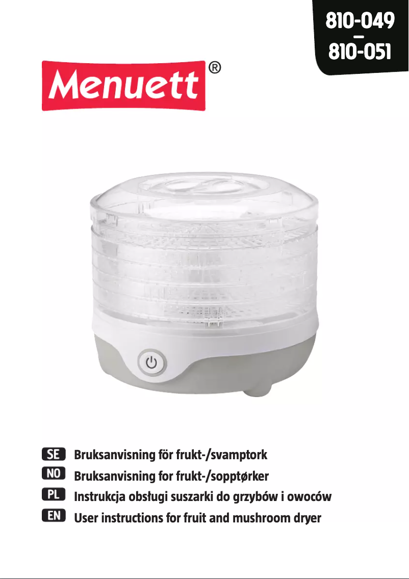 Page 1 de la notice Manuel utilisateur Menuett 810-051