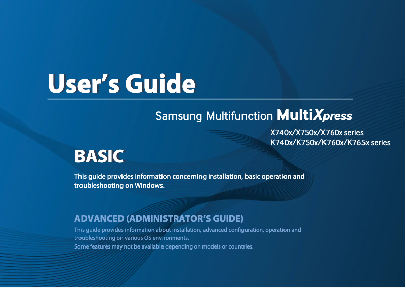 Page 1 de la notice Manuel utilisateur Samsung MultiXpress SL-X7400GX