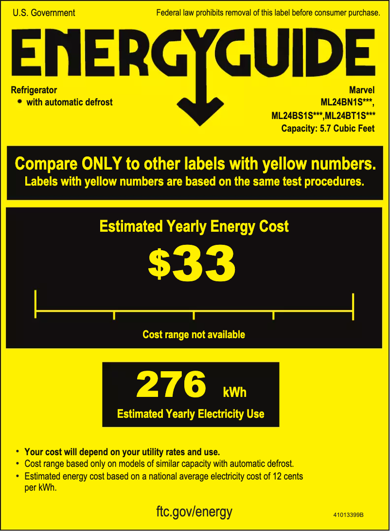 Page 1 de la notice Label énergétique Marvel ML24BSS2LS