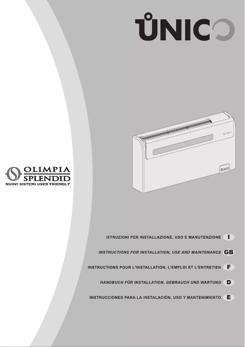 Page 1 de la notice Guide d'installation Olimpia Splendid Unico AIR 8 SF
