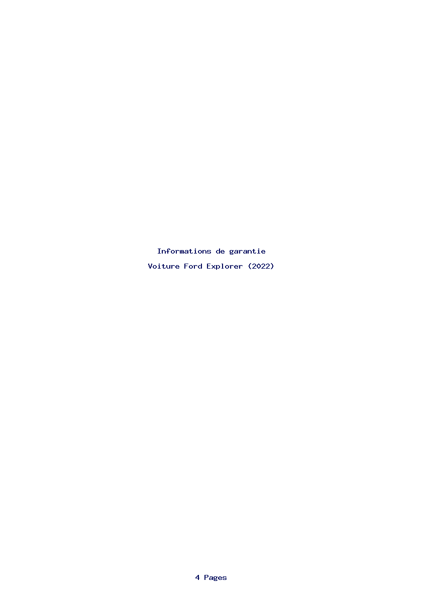 Page 1 de la notice Informations de garantie Ford Explorer (2022)
