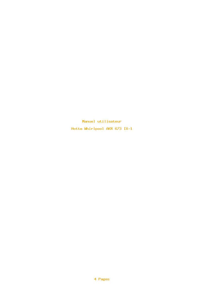 Page 1 de la notice Manuel utilisateur Whirlpool AKR 673 IX-1