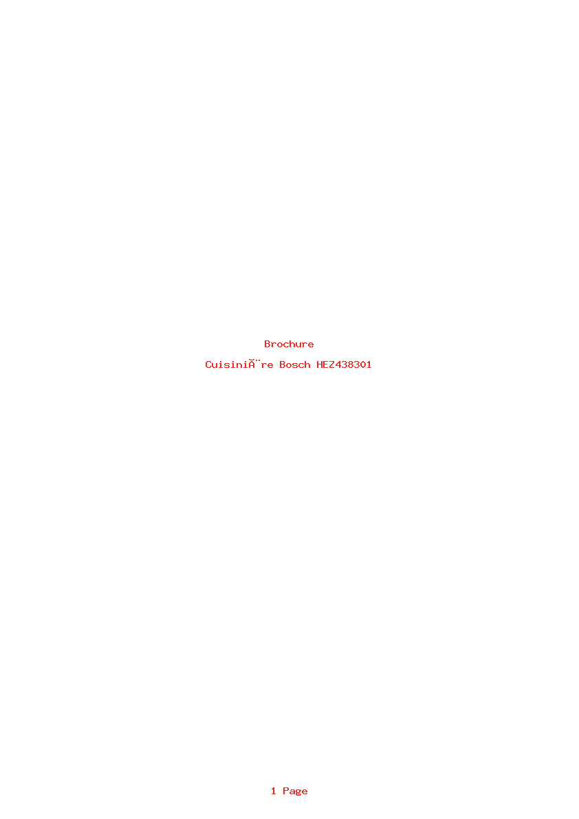 Page 1 de la notice Brochure Bosch HEZ438301