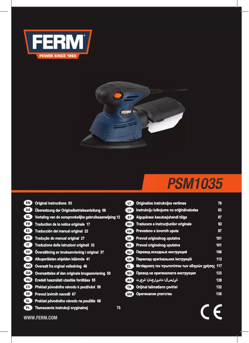 Page 1 de la notice Manuel utilisateur Ferm PSM1035