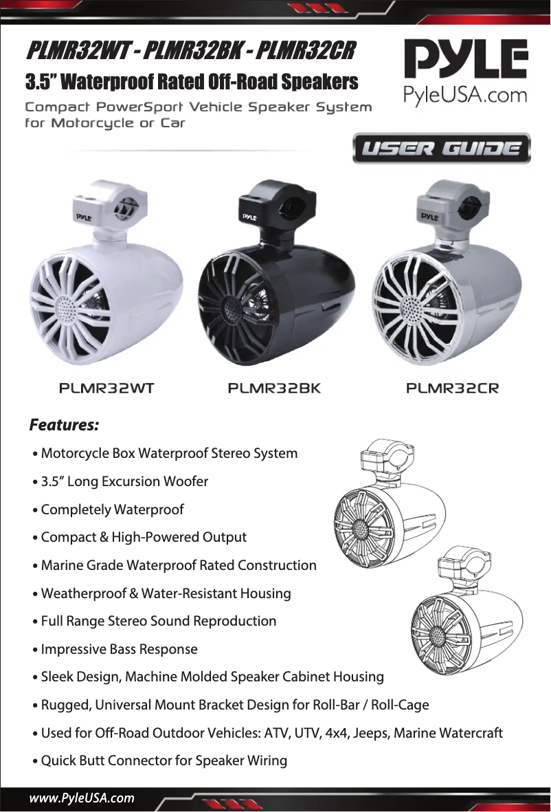 Page 1 de la notice Manuel utilisateur Pyle PLMR32BK