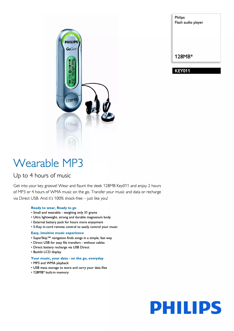 Page 1 of the manual Brochure Philips Key 011