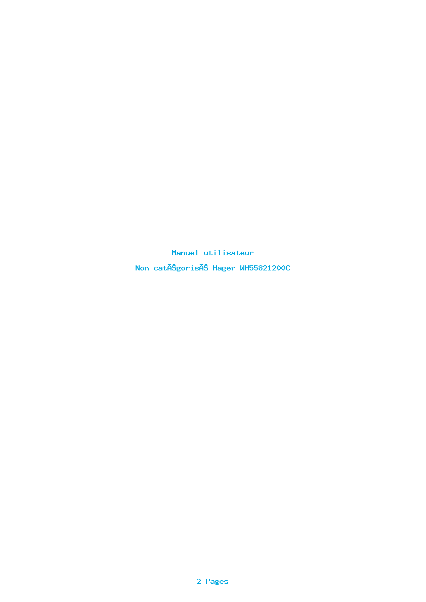 Page 1 de la notice Manuel utilisateur Hager WH55821200C