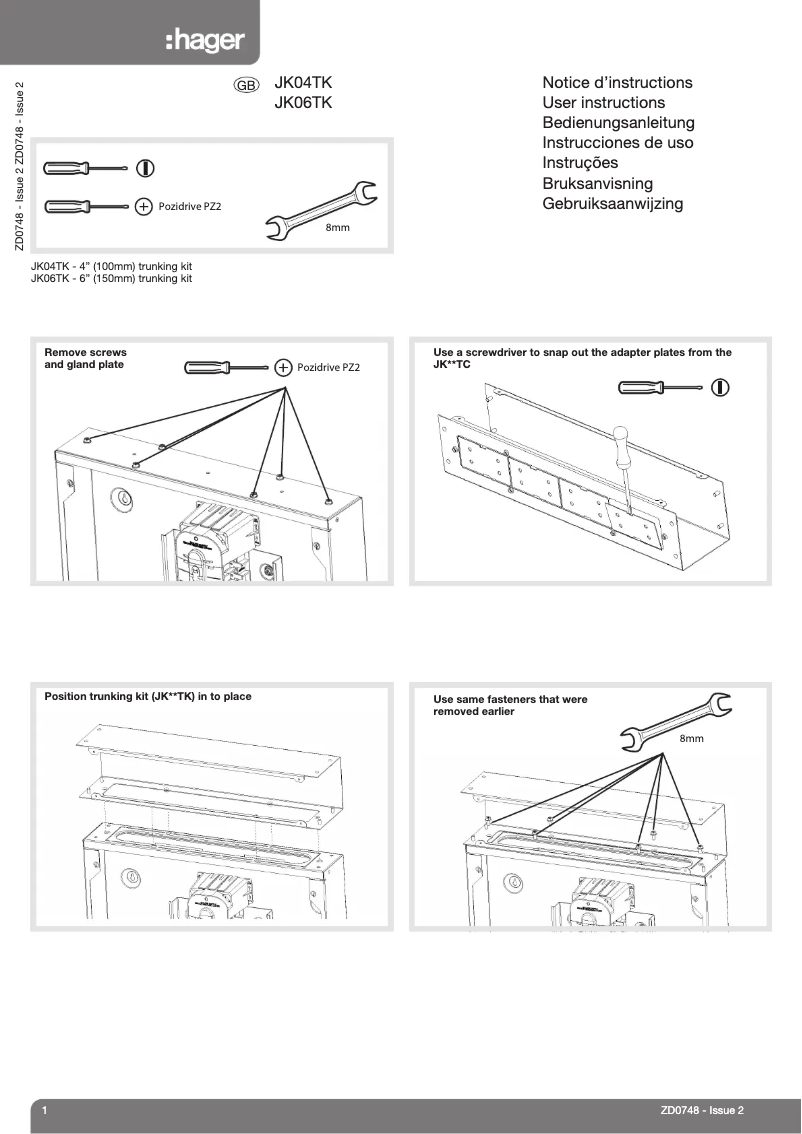 Page 1 de la notice Manuel utilisateur Hager JK06TK