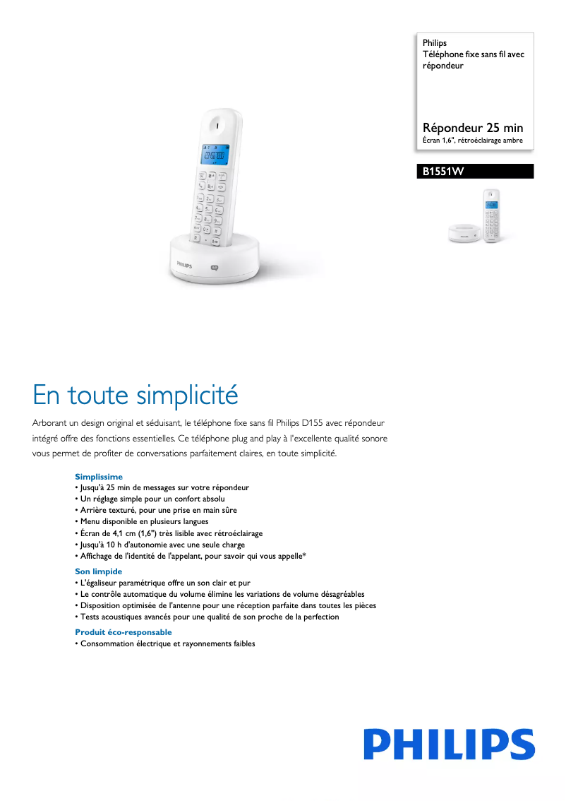 Imagen de la primera página del manual del dispositivo B1551W