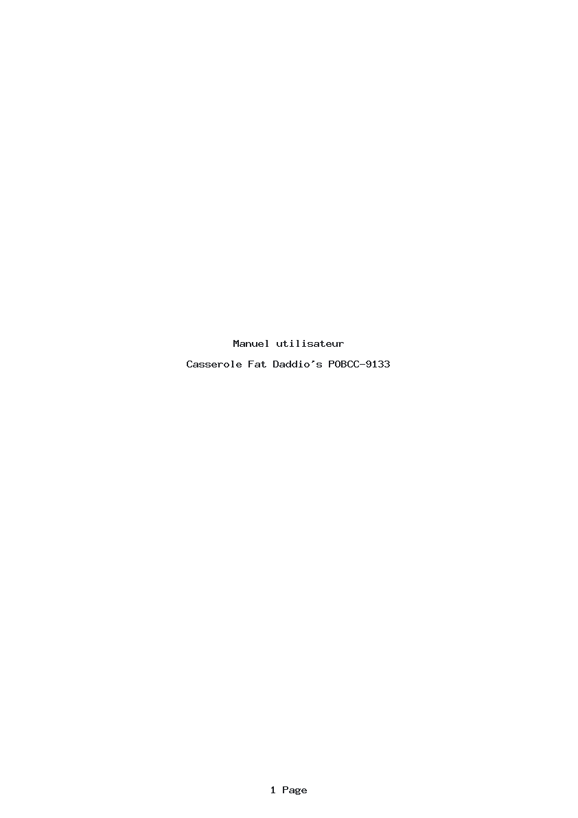 Page 1 de la notice Manuel utilisateur Fat Daddio's POBCC-9133