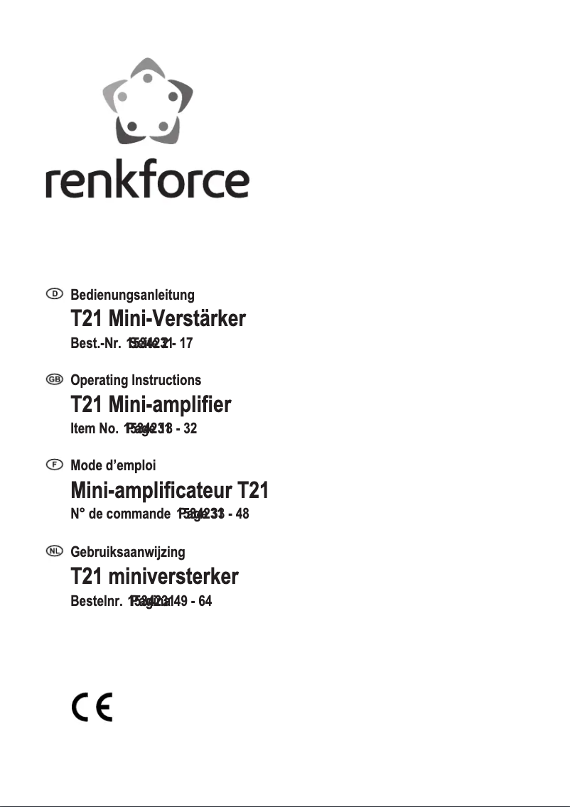Page 1 de la notice Manuel utilisateur Renkforce T21
