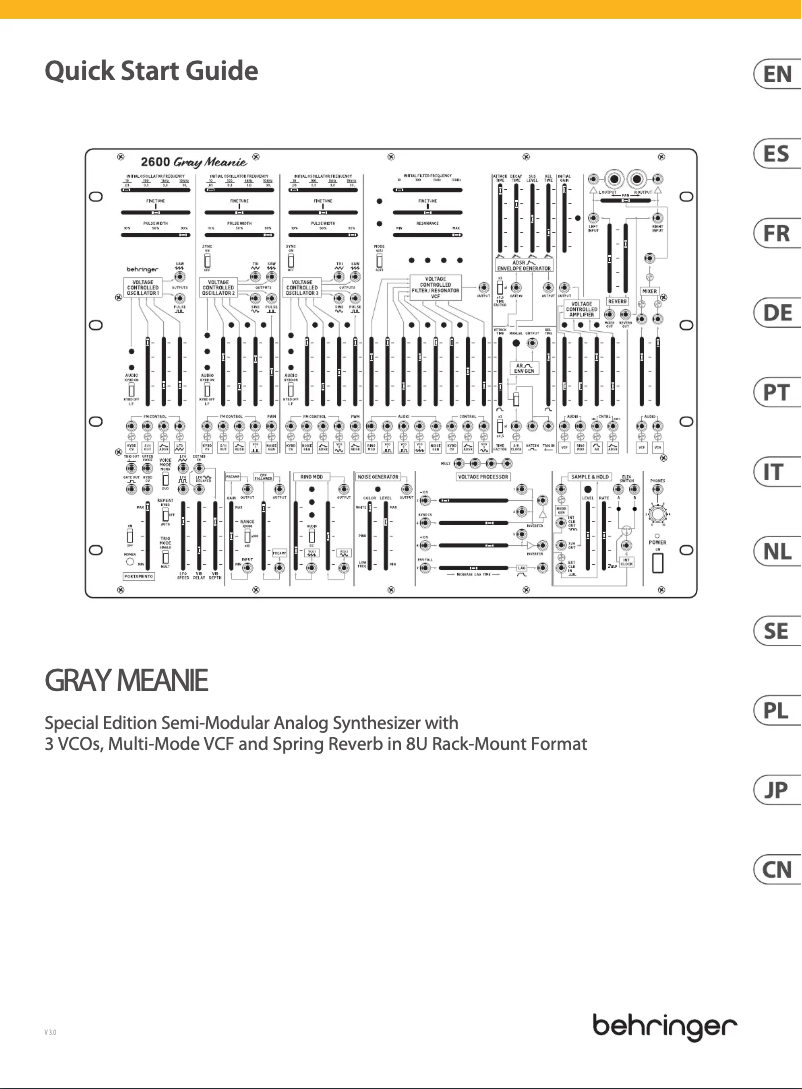 Page 1 de la notice Guide de démarrage rapide Behringer 2600 Gray Meanie