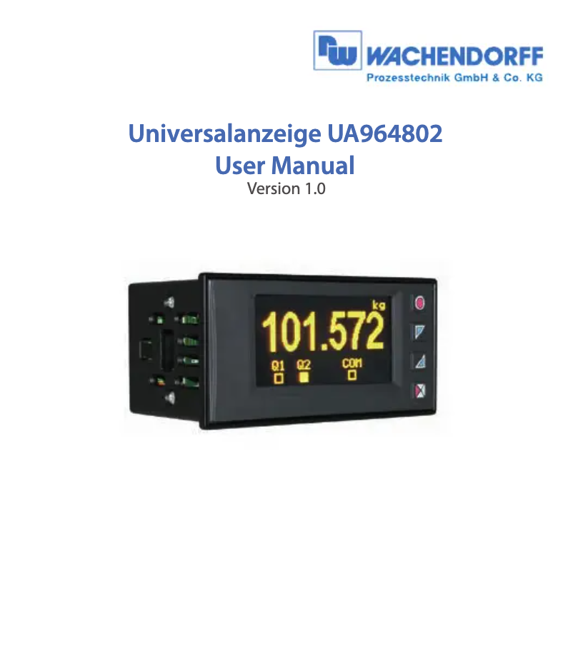 Page 1 de la notice Manuel utilisateur Wachendorff UA964802