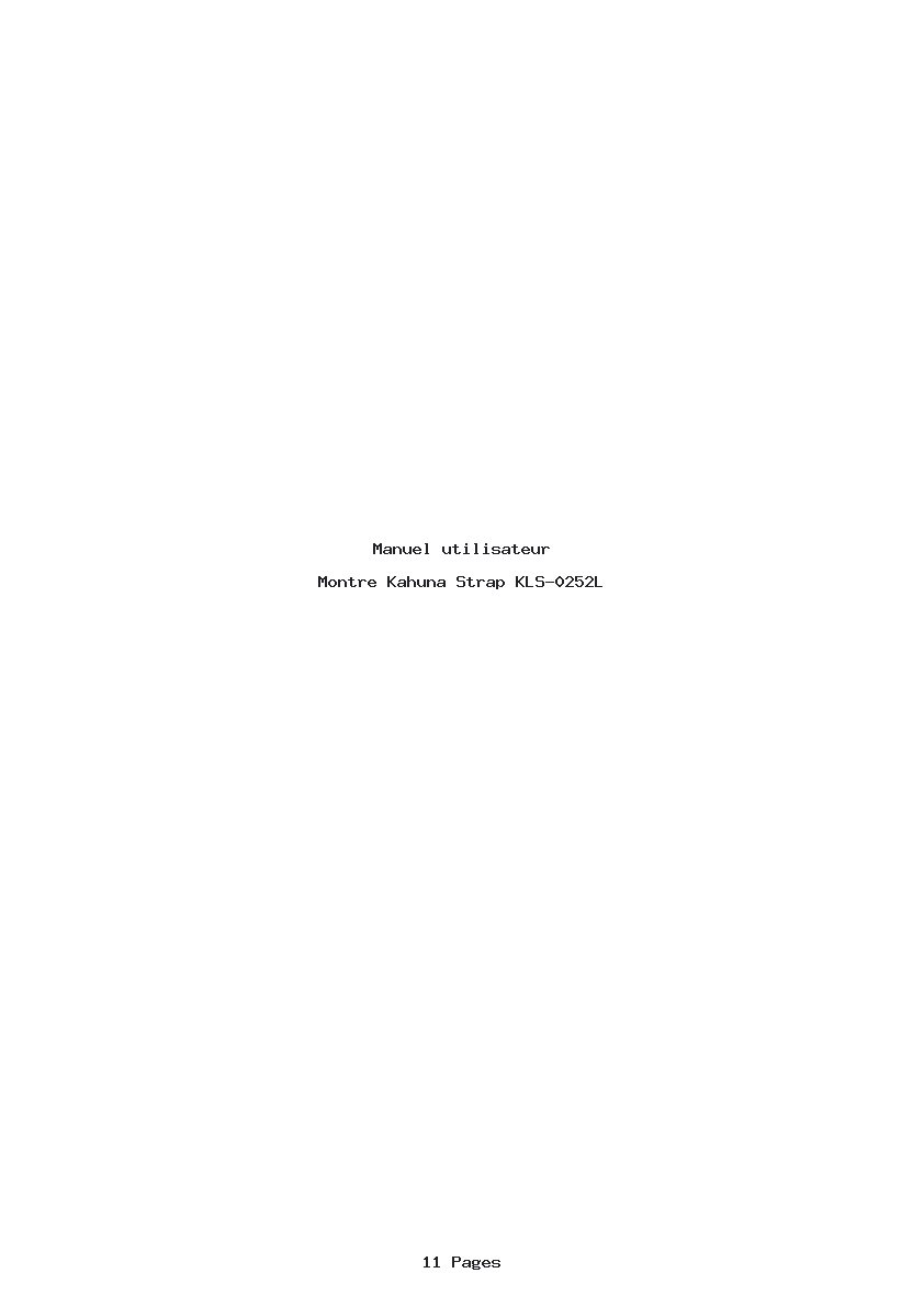 Page 1 de la notice Manuel utilisateur Kahuna Strap KLS-0252L