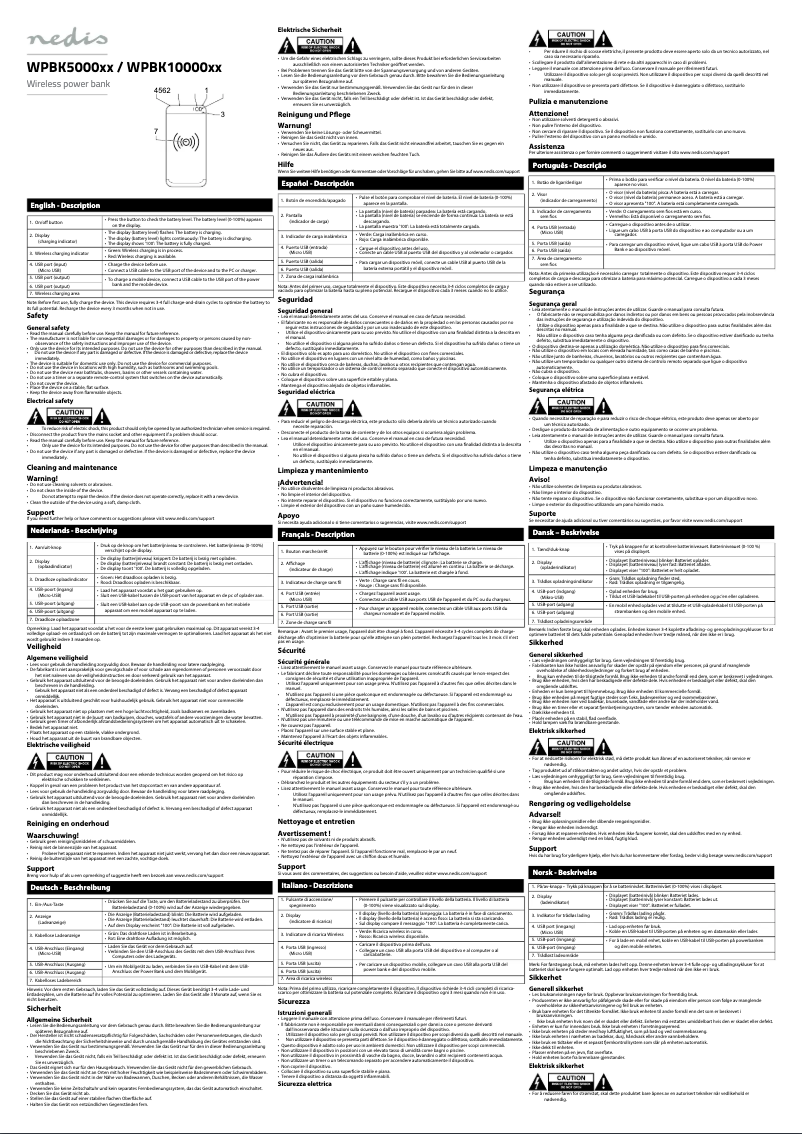 Page 1 de la notice Manuel utilisateur Nedis WPBK5000BK