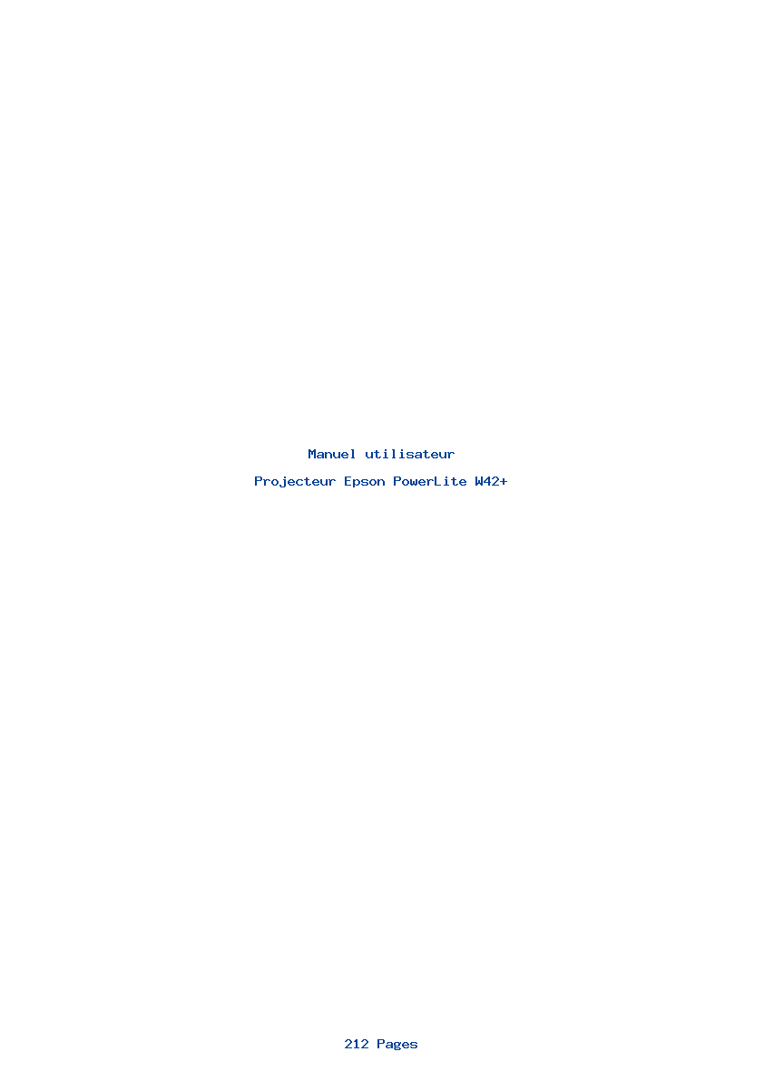 Page 1 de la notice Manuel utilisateur Epson PowerLite W42+