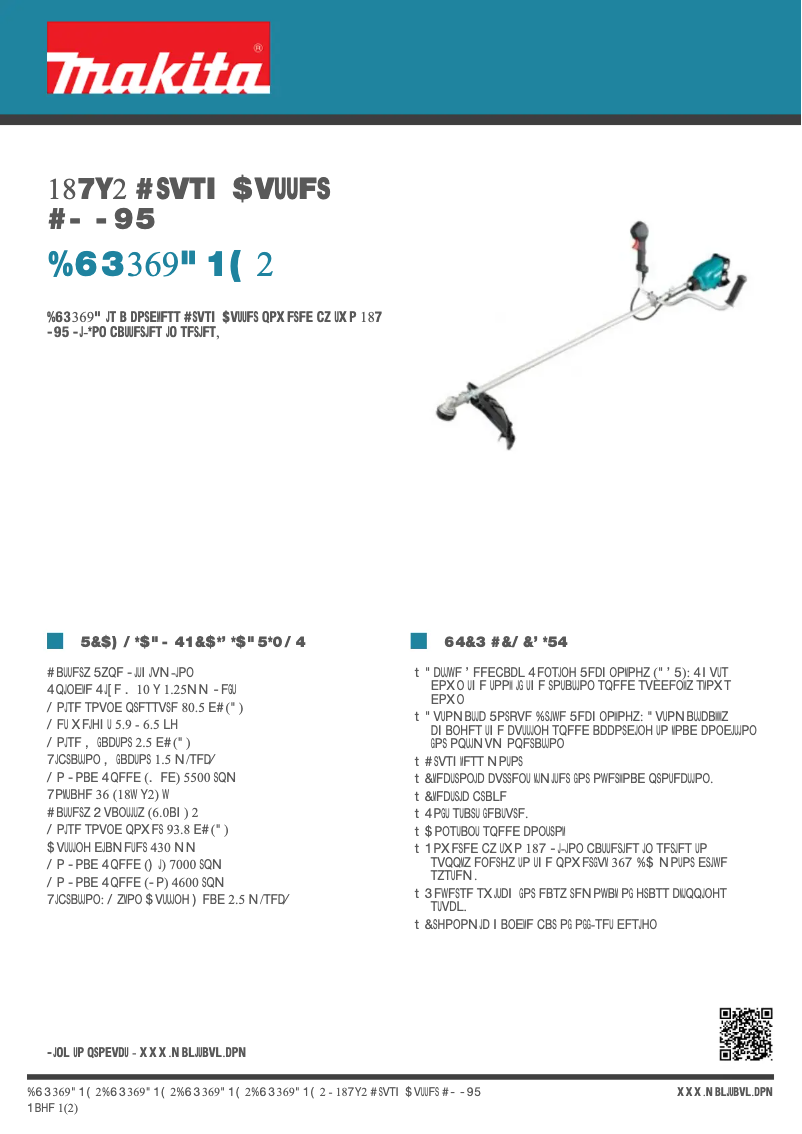 Page 1 de la notice Fiche technique Makita DUR369APG2