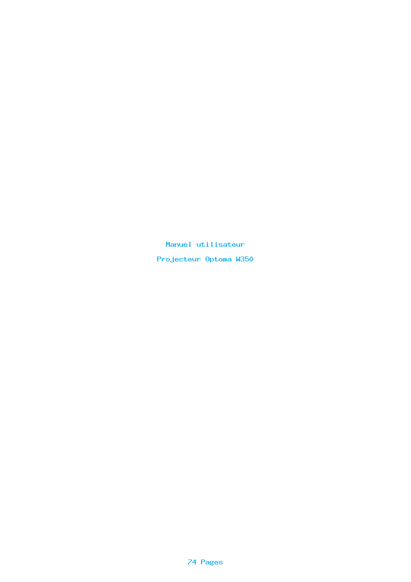 Page 1 de la notice Manuel utilisateur Optoma W350