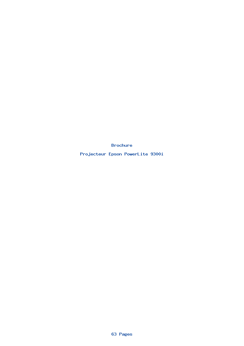 Page 1 de la notice Brochure Epson PowerLite 9300i